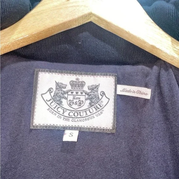 Y2K Juicy Couture Black Quilted Puffer Jacket Gold Hardware Puff‎ Sleeve Small - Picture 8 of 10